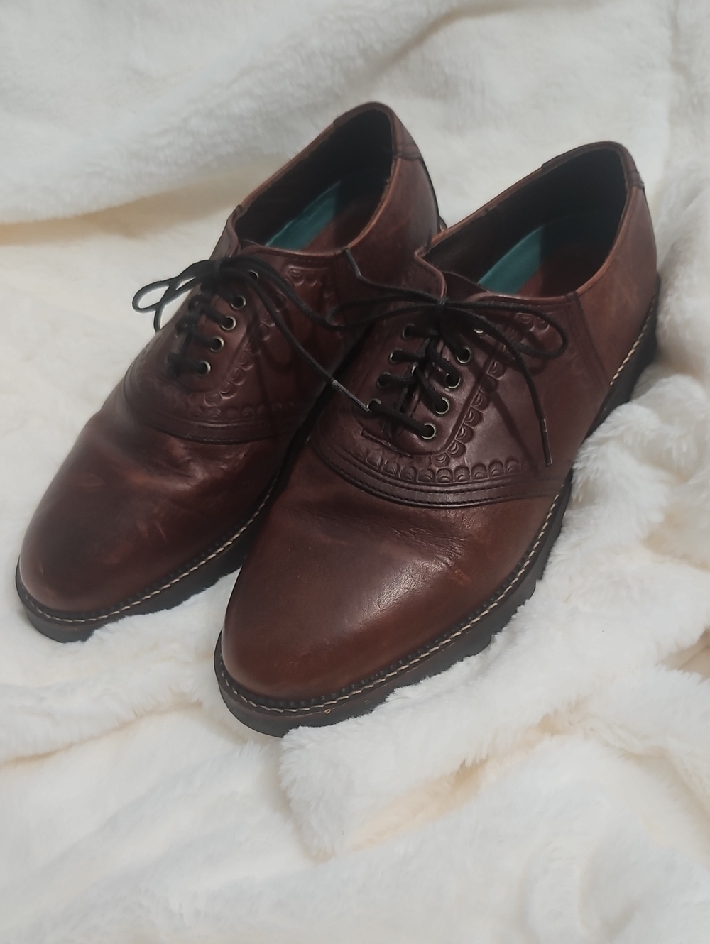 Vintage H.S. Trask 4066 Bison Leather Oxford Shoes Brown Men’s 9 M